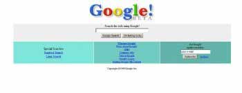 Giao diện đầu tiên của Google.