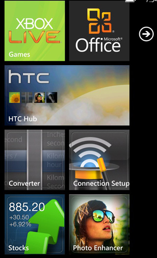 Giao diện HTC hub trên nền tảng Windows Phone 7